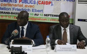 Le secrétaire général de la Caidp gauche et Kouamé Séraphin représentant résident de la Fondation Friedrich Ebert FES